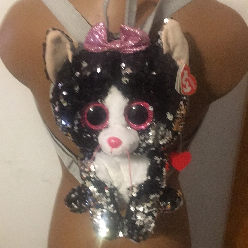 TY Sequins Cat Backpack Purse Great Condition!